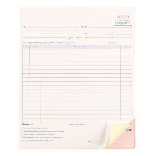 Blueline Purchase Orders 50 Numbered Carbonless Triplicates